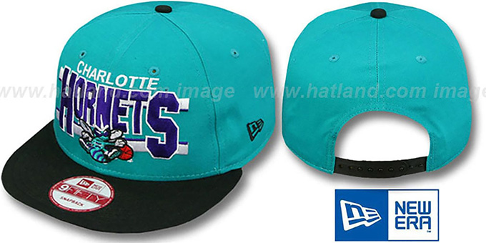 Hornets 'WORDSTRIPE SNAPBACK' Teal-Black Hat by New Era