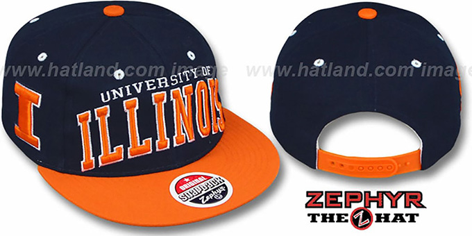 Illinois '2T SUPER-ARCH SNAPBACK' Navy-Orange Hat by Zephyr