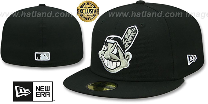 Indians 'CHIEF-WAHOO' Black-Grey-White Fitted Hat by New Era