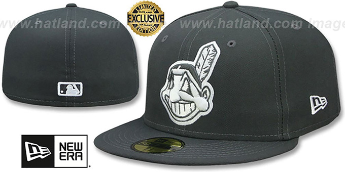 Indians 'CHIEF-WAHOO' Charcoal-White Fitted Hat by New Era