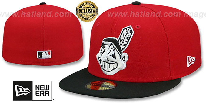 Indians 'CHIEF-WAHOO' Red-Black Fitted Hat by New Era