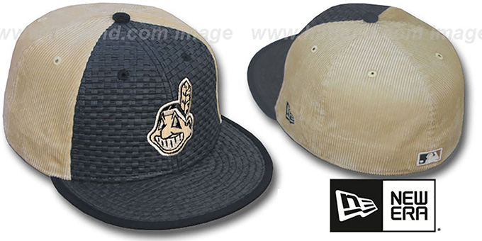 Indians 'WEAVE-N-CORD' Fitted Hat by New Era - black-tan