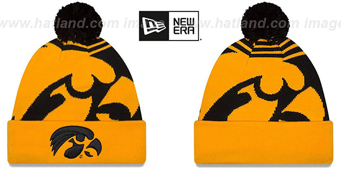 Iowa 'LOGO WHIZ' Black-Gold Knit Beanie Hat by New Era