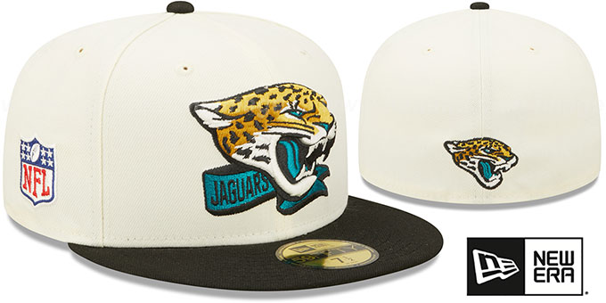 Jaguars '2022 NFL SIDELINE' Cream-Black Fitted Hat by New Era