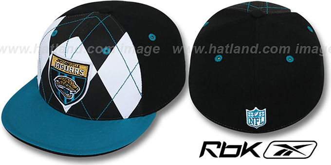 Jaguars 'ARGYLE-SHIELD' Black-Teal Fitted Hat by Reebok