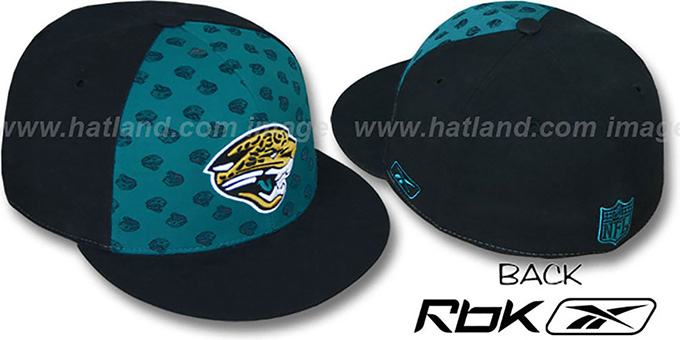 Jaguars 'TEAM-PRINT PINWHEEL' Teal-Black Fitted Hat by Reebok