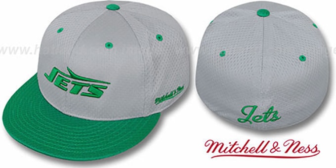 Jets '2T BP-MESH' Grey-Green Fitted Hat by Mitchell and Ness