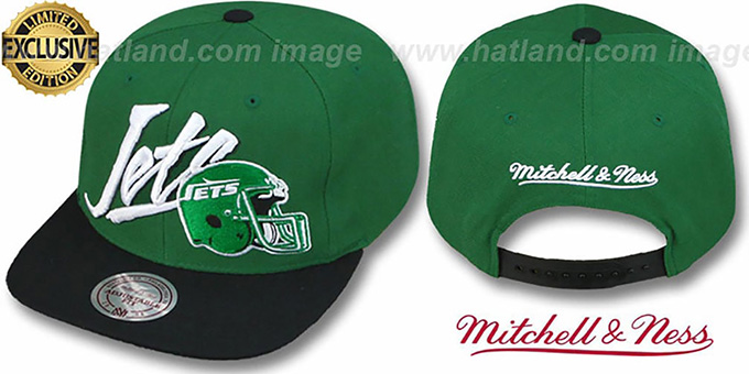 Jets '2T VICE SNAPBACK' Green-Black Adjustable Hat by Mitchell and Ness