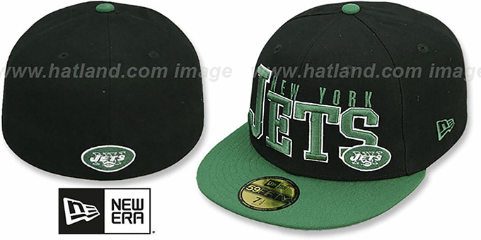 Jets 'NFL 2T CHOP-BLOCK' Black-Green Fitted Hat by New Era