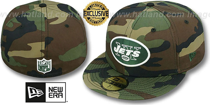 Jets 'NFL TEAM-BASIC' Army Camo Fitted Hat by New Era