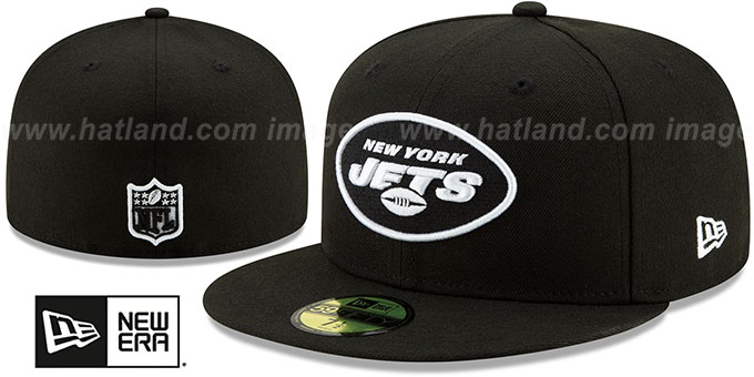 Jets 'NFL TEAM-BASIC' Black-White Fitted Hat by New Era