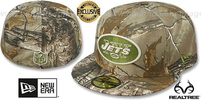 Jets 'NFL TEAM-BASIC' Realtree Camo Fitted Hat by New Era