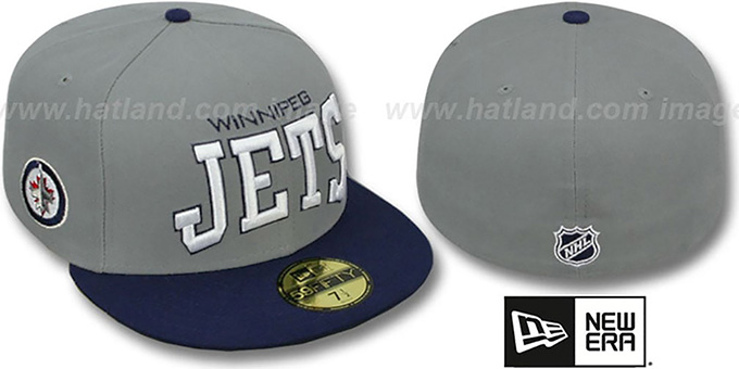 Jets 'PRO-ARCH' Grey-Navy Fitted Hat by New Era