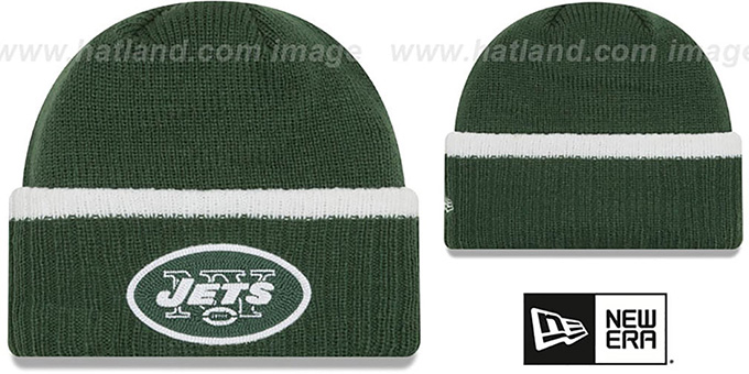 Jets 'RIBBED-UP' Green Knit Beanie Hat by New Era