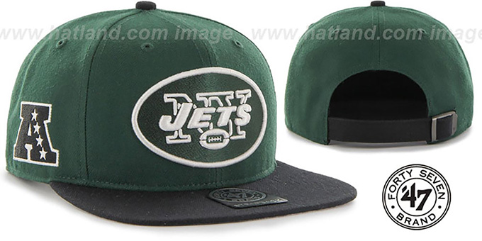 Jets 'SUPER-SHOT STRAPBACK' Green-Black Hat by Twins 47 Brand