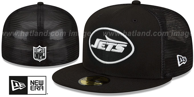 Jets 'TEAM-BASIC TRUCKER' Black-White Fitted Hat by New Era