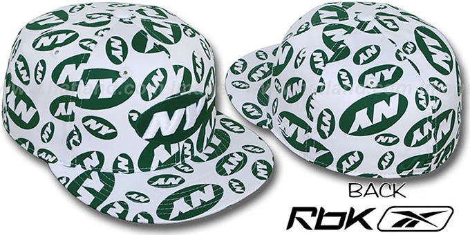 Jets 'TEAM-PRINT ALL-OVER' White Fitted Hat by Reebok