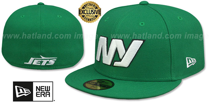 Jets 'THROWBACK NFL LIGATURE' Green Fitted Hat by New Era