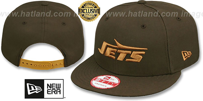 Jets 'THROWBACK TEAM-BASIC SNAPBACK' Brown-Wheat Hat by New Era