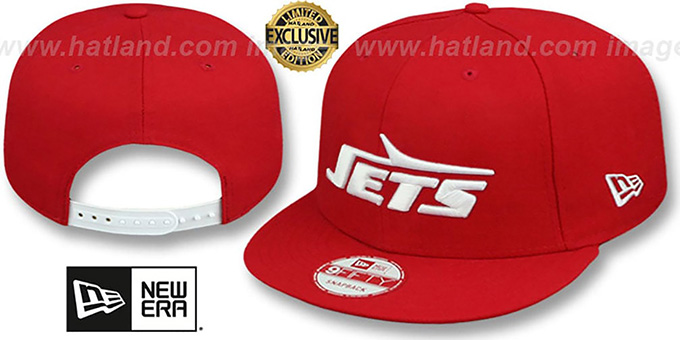 Jets 'THROWBACK TEAM-BASIC SNAPBACK' Red-White Hat by New Era