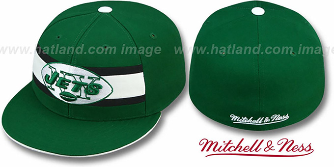 Jets 'THROWBACK TIMEOUT' - 1 Green Fitted Hat by Mitchell and Ness