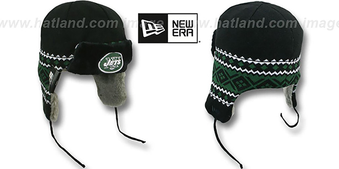 Jets 'TRAPPER' Black Knit Hat by New Era