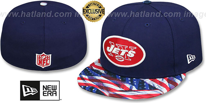 Jets 'USA WAVING-FLAG' Navy Fitted Hat by New Era