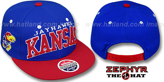 Kansas '2T SUPER-ARCH SNAPBACK' Royal-Red Hat by Zephyr