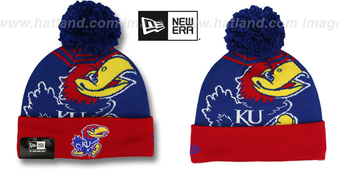 Kansas 'LOGO WHIZ' Royal-Red Knit Beanie Hat by New Era