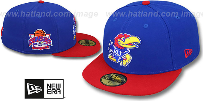 Kansas 'SIDE BASKETBALL-PATCH' Royal-Red Fitted Hat by New Era