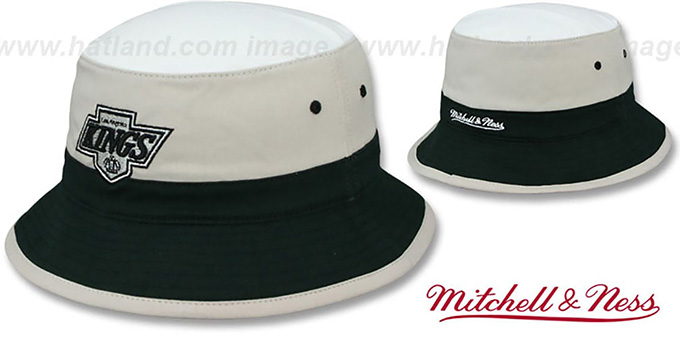 Kings 'COLOR-BLOCK BUCKET' White-Grey-Black Hat by Mitchell and Ness