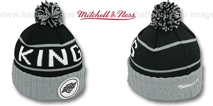 Kings 'HIGH-5 CIRCLE BEANIE' Black-Grey by Mitchell and Ness