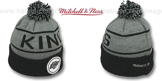 Kings 'HIGH-5 CIRCLE BEANIE' Grey-Black by Mitchell and Ness