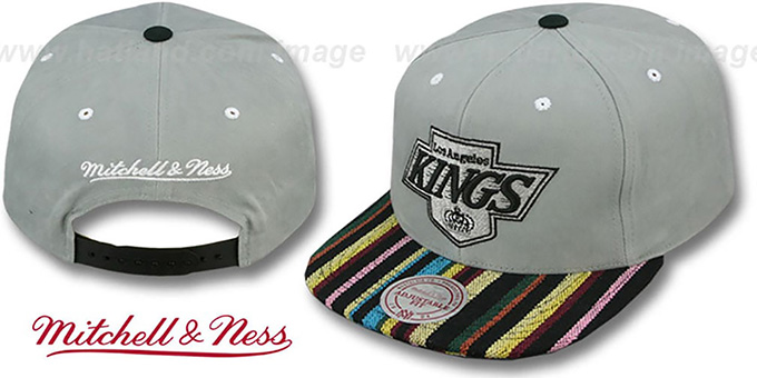 Kings 'NATIVE-STRIPE SNAPBACK' Grey Hat by Mitchell and Ness