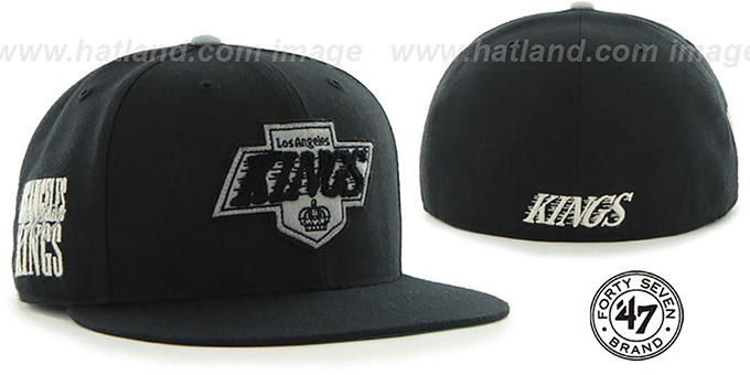 Kings 'NHL CATERPILLAR' Black Fitted Hat by 47 Brand