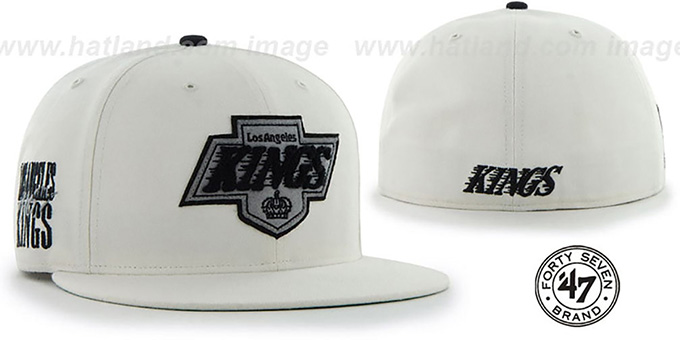 Kings 'NHL CATERPILLAR' White Fitted Hat by 47 Brand