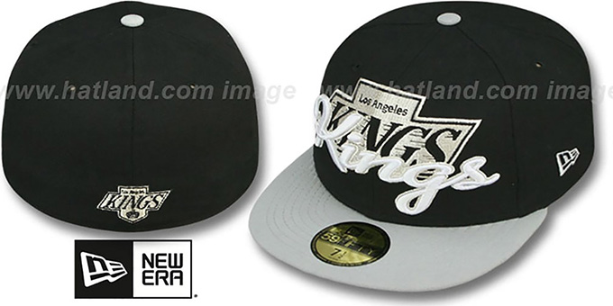 Kings 'SCRIPT-PUNCH' Black-Grey Fitted Hat by New Era