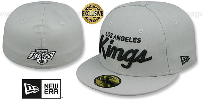 Kings 'SCRIPT TEAM-BASIC' Grey-Black Fitted Hat by New Era