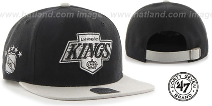 Kings 'SUPER-SHOT STRAPBACK' Black-Grey Hat by Twins 47 Brand