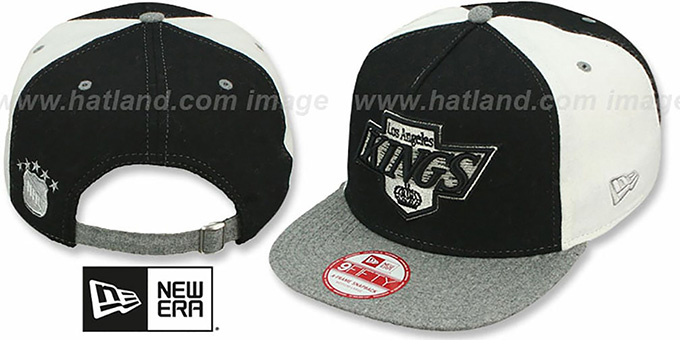 Kings 'TRIPLE MELTON STRAPBACK' Black-White-Grey Hat by New Era