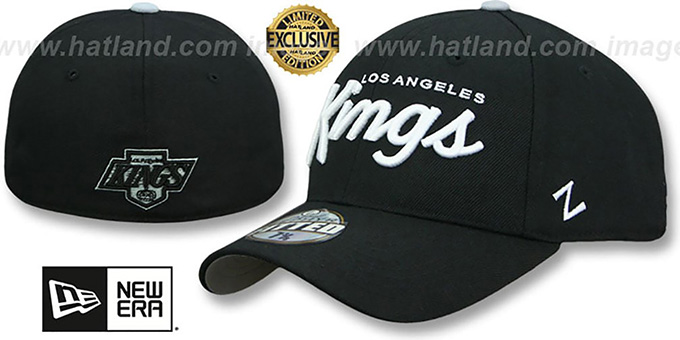 Kings 'VINTAGE SCRIPT SHOOTOUT' Black Fitted Hat by Zephyr