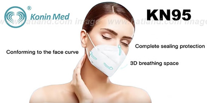 KN95 Protection Face Mask 100-PACK by Konin Med