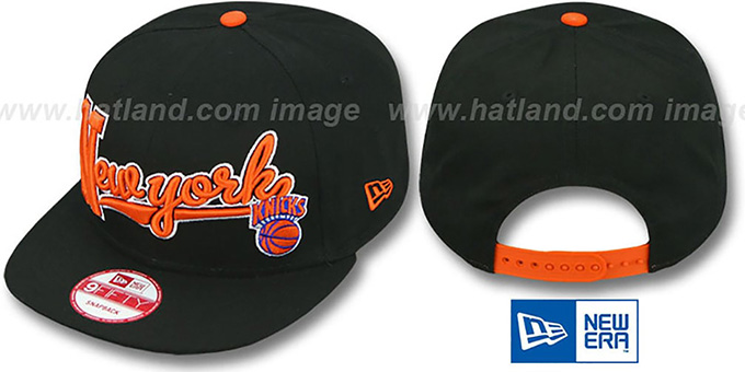 Knicks 'BLOCK-SCRIPT SNAPBACK' Black Hat by New Era