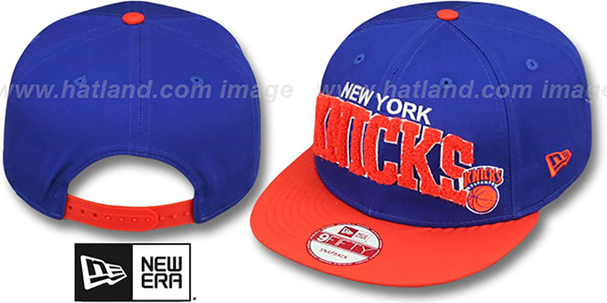 Knicks 'CHENILLE-ARCH SNAPBACK' Royal-Orange Hat by New Era