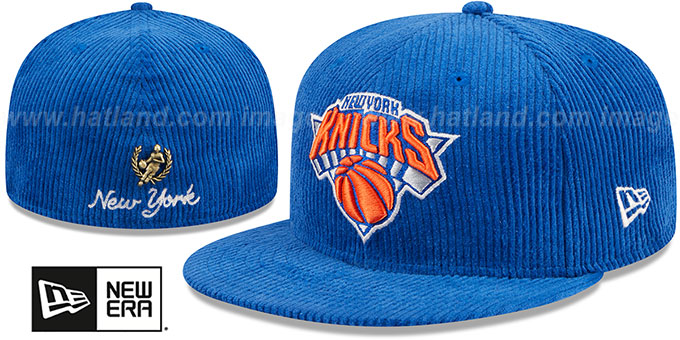 Knicks 'LETTERMAN PIN CORDUROY' Royal Fitted Hat by New Era