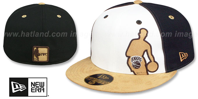 Knicks 'NBA SILHOUETTE PINWHEEL' White-Black-Tan Fitted Hat by New Era