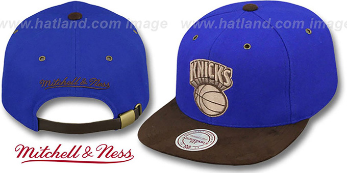 Knicks 'TC-BROWN SUEDE STRAPBACK' Hat Mitchell and Ness