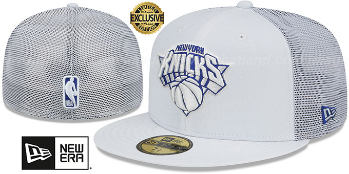 Knicks 'TEAM-BASIC TRUCKER' White Fitted Hat by New Era