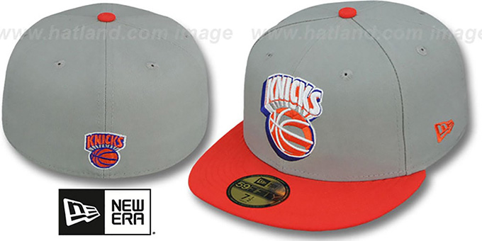 Knicks 'TRACE-POP' Grey-Orange Fitted Hat by New Era