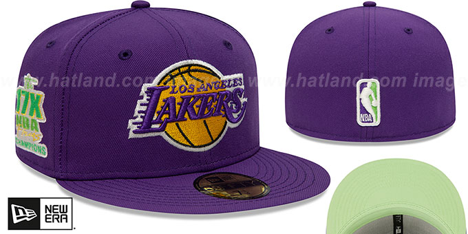 Lakers 17X NBA CHAMPS 'CITRUS POP' Purple-Green Fitted Hat by New Era